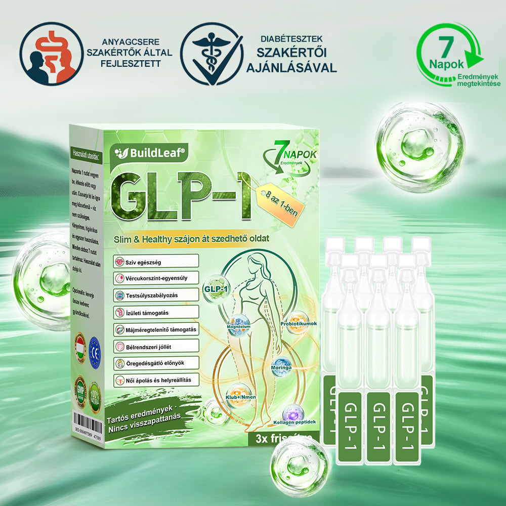 𝖡𝗎𝗂𝗅𝖽𝐿𝑒𝑎𝑓® GLP-1 8 az 1-ben Fit & Vital Szájon át szedhető oldat – Napi egyszer, 7 nap alatt látható változás / Elhízás, szív- és érrendszeri egészség, cukorbetegség, alvási apnoe, bélrendszer egészsége, ízületi problémák és még sok más esetén.🧪